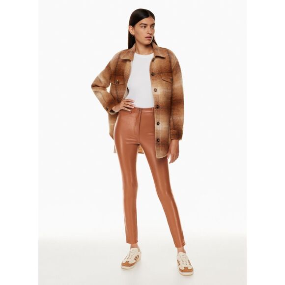 Aritzia Wilfred Free Charm Pant Patina Brown Faux Leather Size 6 - Picture 1 of 8